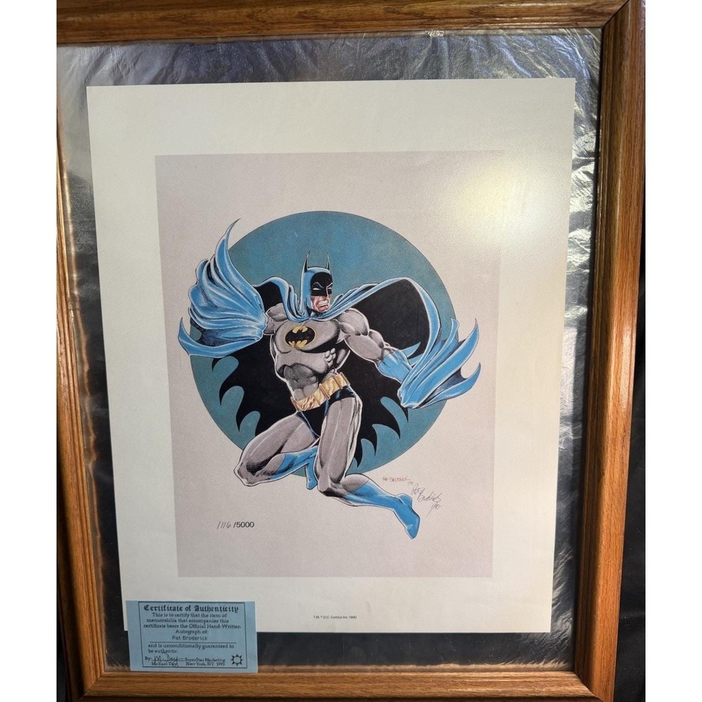 Batman‎ Pat Broderick Signed Limited Print 1116/5000 Framed COA DC Comics 1990